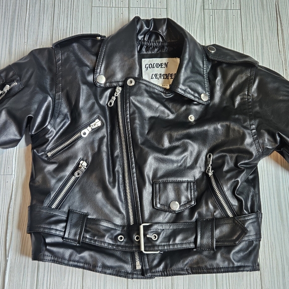 Children's Black Leather Biker Jacket Size 5T - Picture 11 of 16